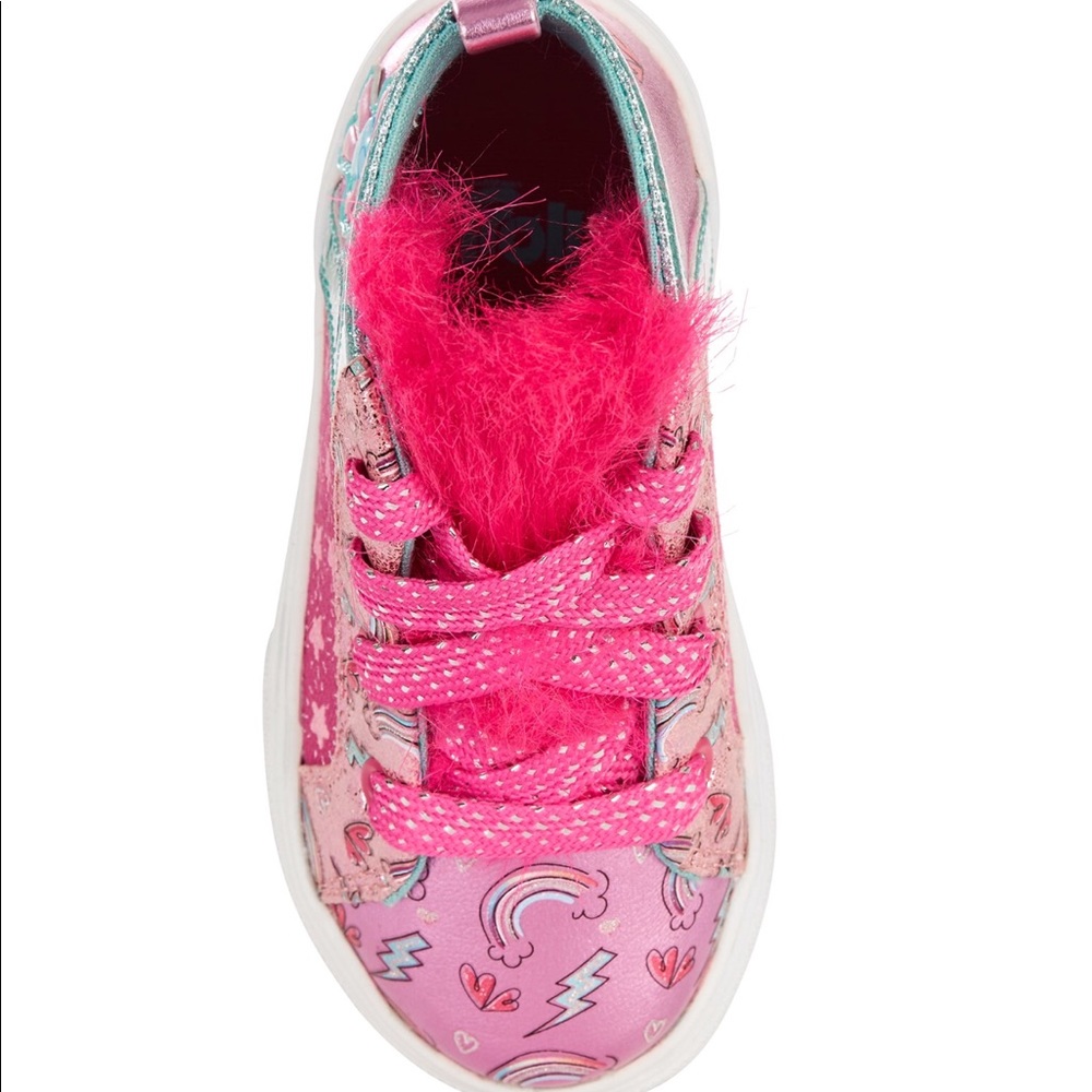 🍓 Trolls Size 12 Sneakers Girls Toddler Pink High - Picture 3 of 3